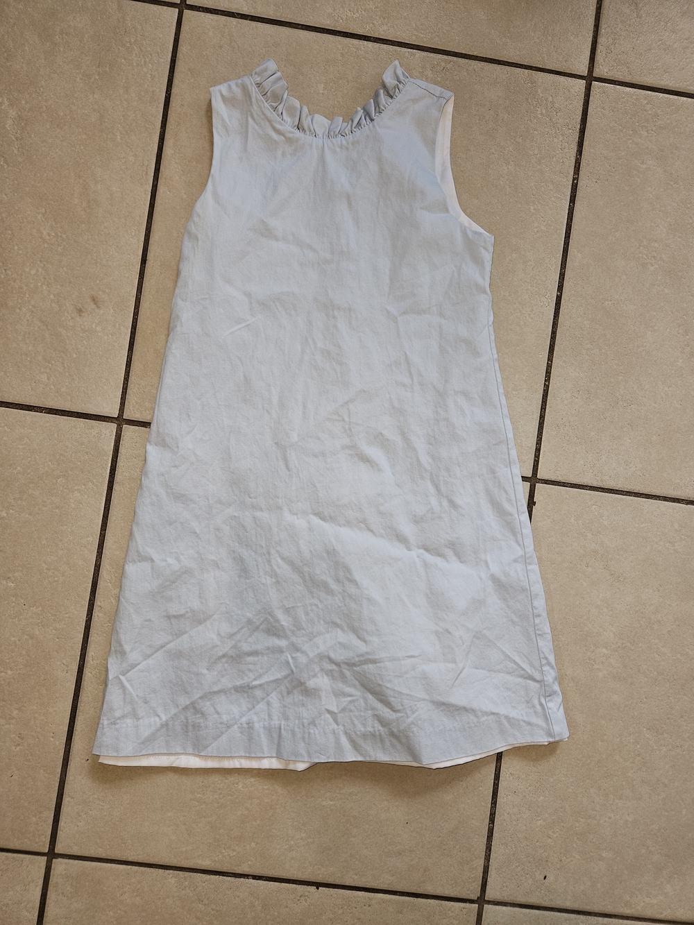 Little English Light Blue Ruffle-Neck Sleeveless Dress